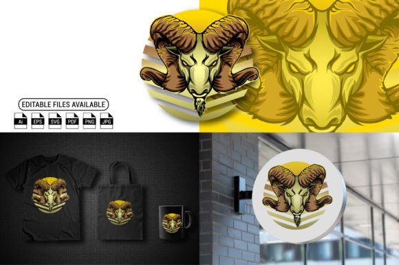Elevate Your Creative Projects with the Rams Goat Head Illustration