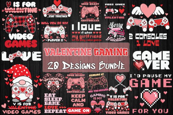 Gamer Valentine Bundle SVG: 20 Designs for Gaming Fans