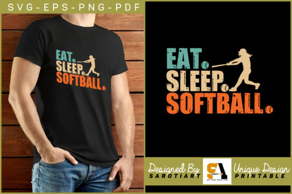 Softball Game Design Eat Sleep Softball: A Sporty, Custom T-Shirt Asset