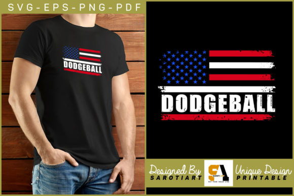 The Dodgeball Patriot: A Deep Dive into the USA Flag with Dodgeball Silhouette Shirt Design