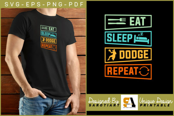 The Eat Sleep Dodge Repeat Sublimation Shirt: A Digital Design for Dodgeball Enthusiasts